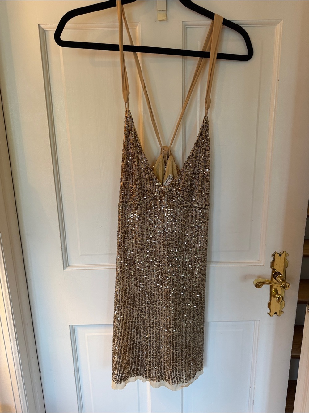 Free People Gold Sequin Mini Slip Dress